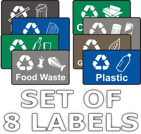 Recycling Stickers - Set of 8 Labels